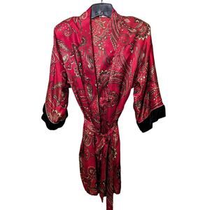 Vintage California Dynasty Red Paisley Robe Kimono M